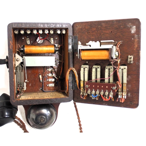 202 - Railway wall mounted wooden telephones - GWR pattern with separate mouthpiece & non trembler bell, s... 