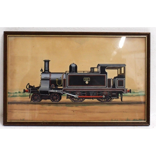 207 - Original painting of North London Railway 4-4-0 tank No 90, original artwork by F Moore who provided... 