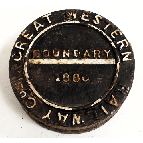 216 - Great Western Railway C/I boundary post head dated 1880, post removed. (Dispatch by Mailboxes/Collec... 