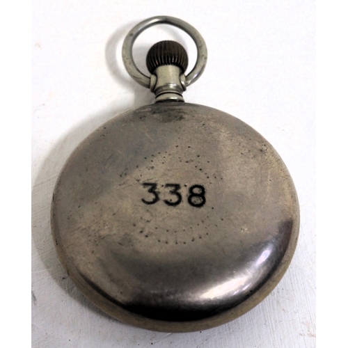 234 - Taff Vale Railway pocket watch No. 338 Taff Vale Railway in full on rear of case (worn), top wound s... 