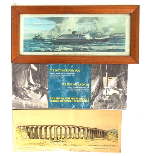 261 - Carriage prints,  MV CAMBRIA, in glazed non original (substantial) hardwood frame, Ribblehead Viaduc... 