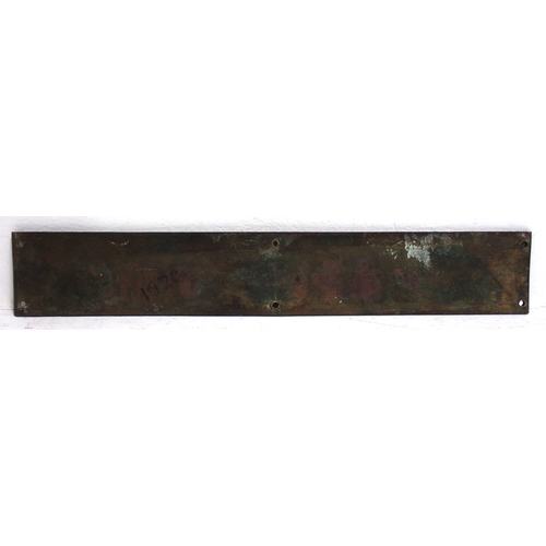 287 - Metropolitan Cammell Saltley cast brass carriage plate dated 1934, 22½