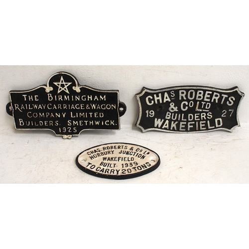 319 - Selection of C/I wagon plates - Chas Roberts 20T 1939, BCWC Ltd 1925, Chas Roberts 1927, all repaint... 