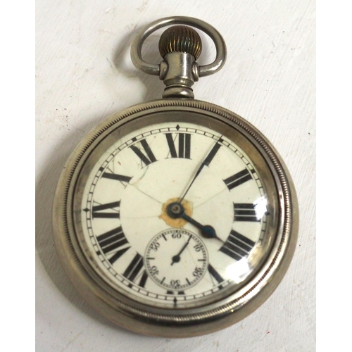 326 - GWR pocket watch No. 4402, GWR engraved on rear, top wind second hand, dial has usual hairline crack... 