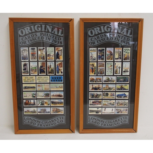 33 - Southern Railway bevelled carriage mirror in original frame, two framed sets of cigarette cards both... 