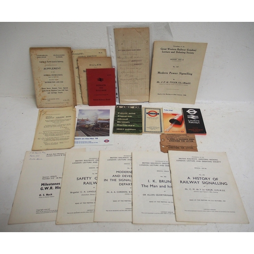 331 - Miscellaneous collection of S&T ephemera including signal box register from Great Missenden 1965, Wa... 