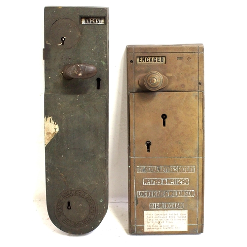 333 - Two brass toilet door locks - Parker. Winder & Achurch, Royal Letters Patent Lockerbie & Wilson, bot... 