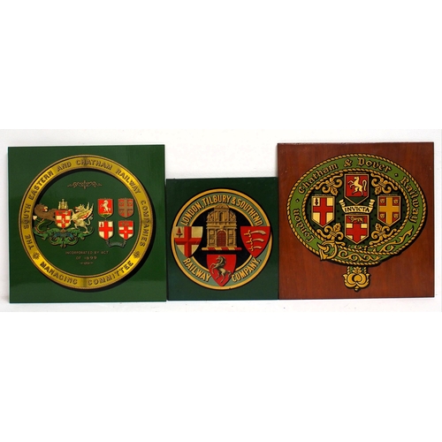 37 - Mounted coats of arms - London Tilbury & Southend Railway Co, London Chatham & Dover Railway, South ... 