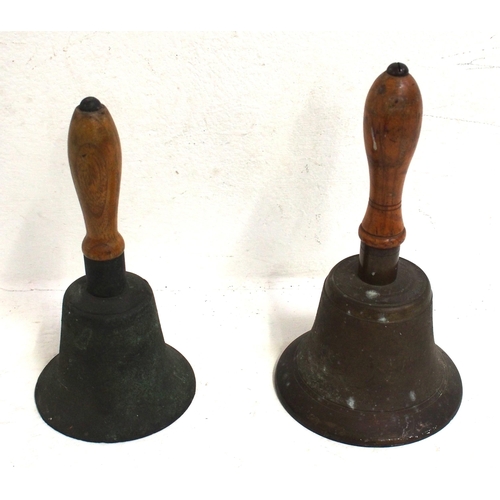 377 - LNER cast brass handbell, wooden handle stamped 