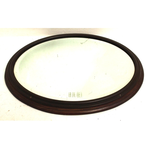 382 - Southern Railway carriage mirror in original deep ogee frame, BR(E) oval same, both good quality bev... 