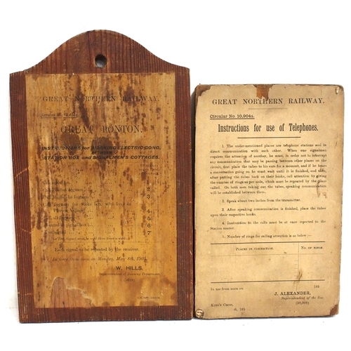 390 - Great Northern Railway paper notices mounted on wood - 