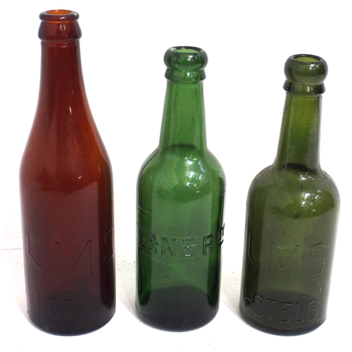 391 - Railway beer bottles - L&NERly, LMS Hotels - all good condition.(3) (Dispatch by Mailboxes/Collect f... 