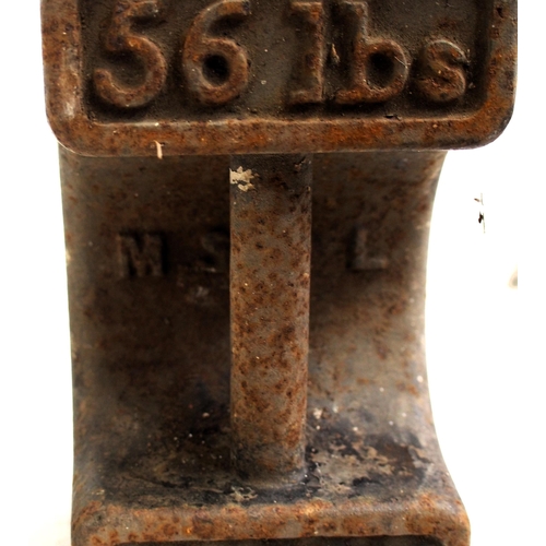 455 - Manchester Sheffield & Lincolnshire Rly 56lb C/I weight, Midland Rly 56lb C/I weight. (2) (Dispatch ... 