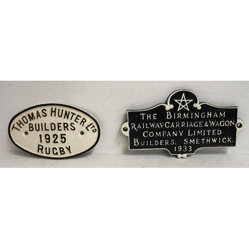 460 - Thomas Hunter Ltd Rugby 1925 C/I wagon plate, The Birmingham Railway Carriage & wagon Co Ltd Smethwi... 