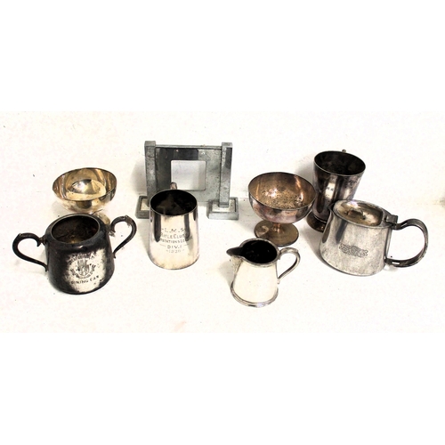 466 - Selection of railway silverware - Pullman hot water jug, Liverpool St Dining Club cream jug, GCR Din... 