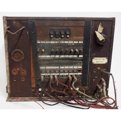 478 - Wooden cased plug in telephone exchange, case measures 23