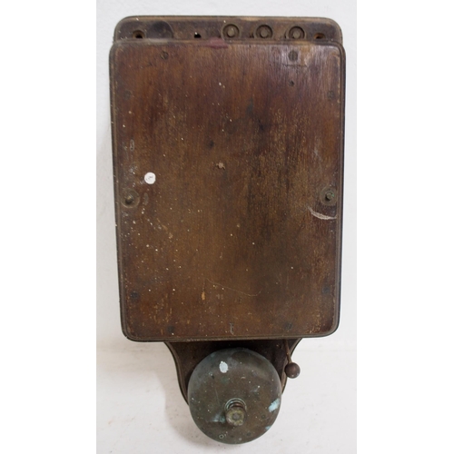 478 - Wooden cased plug in telephone exchange, case measures 23