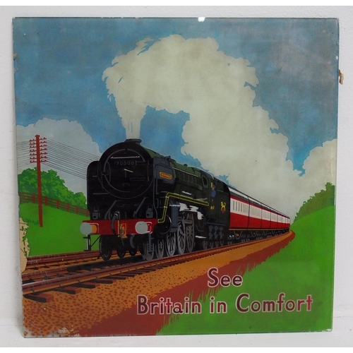 479 - British Railways glass panel from a travel agents light display 