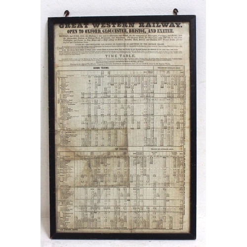 486 - Great Western Rly framed & glazed (on both sides) timetable 