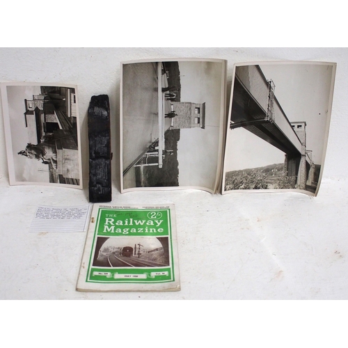 489 - Official photographs of Menai Britannia Tubular Bridge, RM article * piece of original timber from r... 