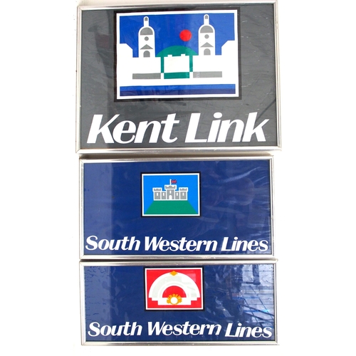 509 - Framed and glazed Network South East carriage vinyl's with Logos - 