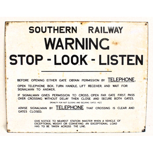51 - Southern Railway enamel notice 