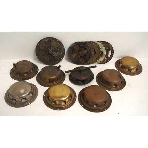 512 - London North Western Rly / LMS brass carriage internal roof vent fixtures, nine internal covers of v... 