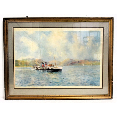 521 - Framed & glazed limited edition print of the Waverley by KB Hancock 1977, 219/850, some mottling, 38... 