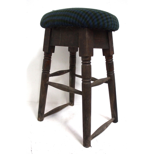 533 - Great Western Railway signal box hard backed chair & upholstered high stool (cut down to a comfortab... 