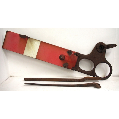 542 - British Railways upper quadrant signal arm (no glasses), two large steel hand tools/spanner. (3) (Di... 