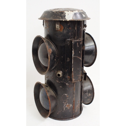 551 - Early colour light signal, two directional red & blue lenses, possibly London Underground, stands 17... 