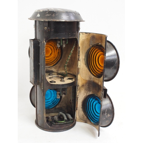 551 - Early colour light signal, two directional red & blue lenses, possibly London Underground, stands 17... 