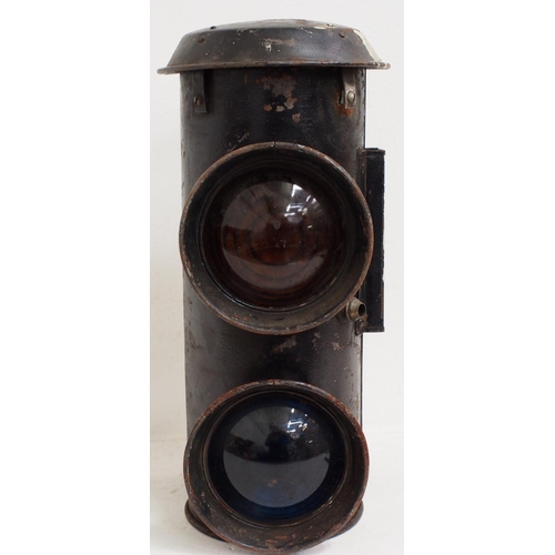 551 - Early colour light signal, two directional red & blue lenses, possibly London Underground, stands 17... 