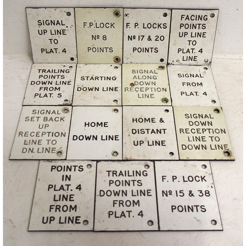 554 - Quantity of mainly British Railways LMR signal box lever & back plates as per images. (Dispatch by M... 