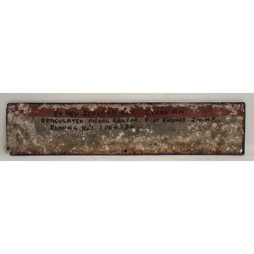 70 - Drewry Car Co & BRCW works/wagon cast alloy plate, 1954, ex New Zealand Railway Class RM Diesel Rail... 