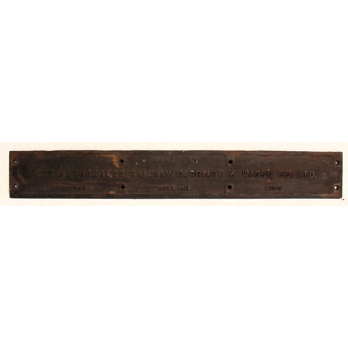 95 - Gloucester Railway Carriage & Wagon Co C/I coachplate dated 1950, 23¾