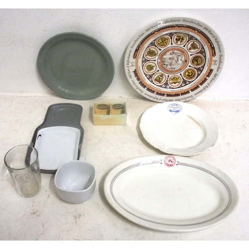 1022 - Miscellaneous quantity of chinaware including Travellers Fare plate, Virgin tray, LNWR RUGBY condime... 