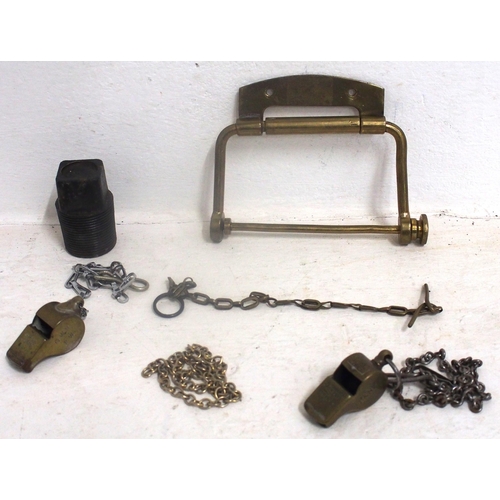 1026 - Miscellaneous small items - staff whistles GWR PW 3071, L&NWR PW 693 (both working), South African R... 