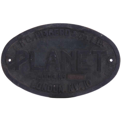 1053 - Worksplate, F.C. HIBBERD, PLANET LOCO, cast brass, 12