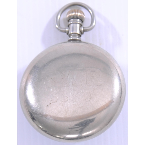 1059 - GWR pocket watch, with second hand, the back engraved GER 3549, polished, the movement top hinged, r... 