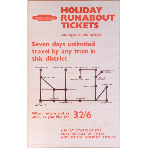 1067 - BR(E) poster, HOLIDAY RUNABOUT TICKETS, North Norfolk, with diagrammatic map, rolled, with folds.