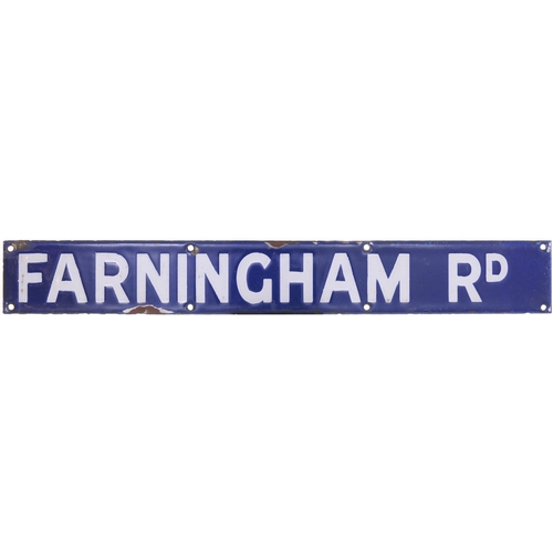 1070 - SR departure indicator plate, FARNINGHAM RD, a station on the Swanley to Rochester route, enamel, le... 