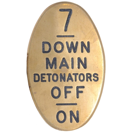 1073 - GWR signal lever plates, UP AND DOWN MAIN DETONATORS 7, 41, engraved brass, 3