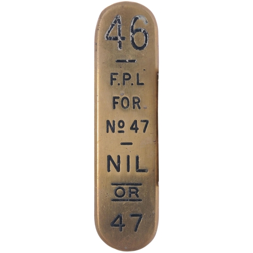 1076 - GWR signal lever plates, wording includes DISC, FPL, UP MAIN HOME, UP MAIN FACING/SIDING, lengths 4½... 