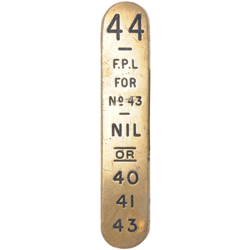 1076 - GWR signal lever plates, wording includes DISC, FPL, UP MAIN HOME, UP MAIN FACING/SIDING, lengths 4½... 