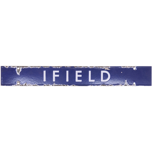 1083 - SR departure indicator plate, IFIELD, a station between Three Bridges and Horsham. Enamel, considera... 