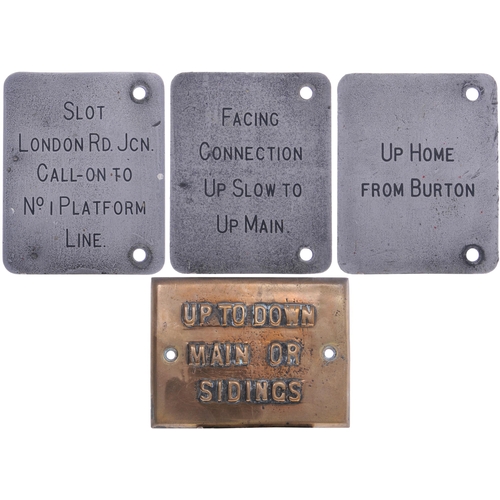 1086 - North London Rly brass signal lever description plate, UP TO DOWN MAIN OR SIDINGS (unusual), also LM... 