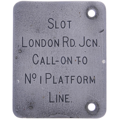 1086 - North London Rly brass signal lever description plate, UP TO DOWN MAIN OR SIDINGS (unusual), also LM... 