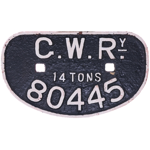 1091 - GWR D wagonplates, 12, 14, 14 and 20 Tons. (4)