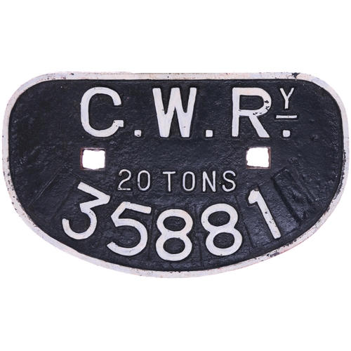 1091 - GWR D wagonplates, 12, 14, 14 and 20 Tons. (4)